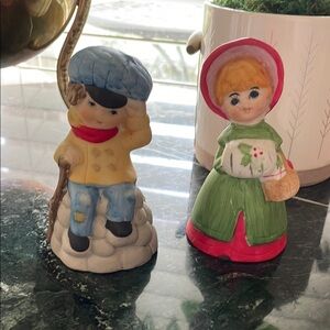 Charming Hand-Painted Figurine bells boy girl Set
